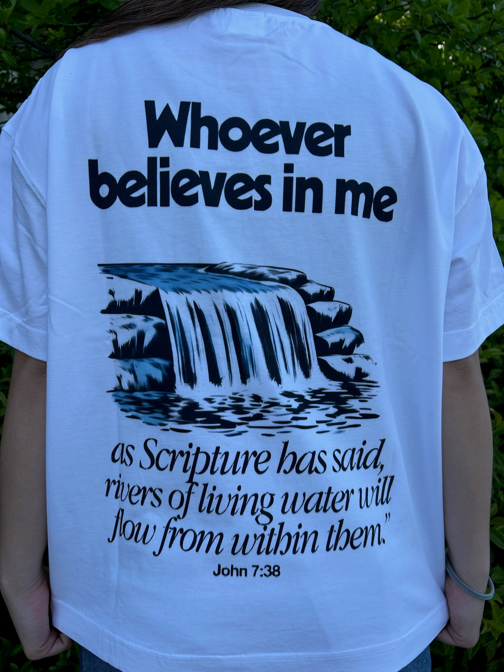 Waterfall John 7:38 (Essential Cotton T-Shirt)