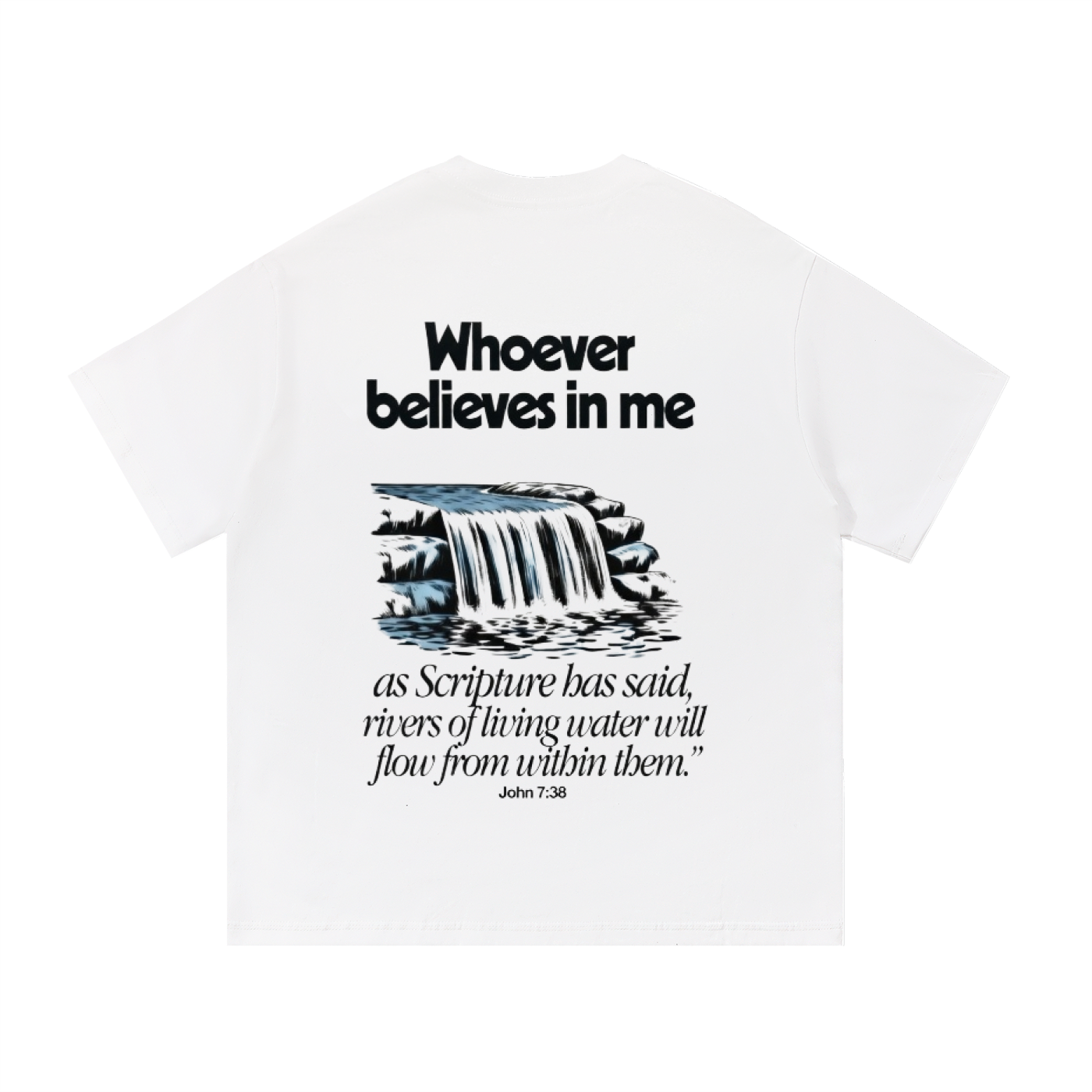 Waterfall John 7:38 (Essential Cotton T-Shirt)
